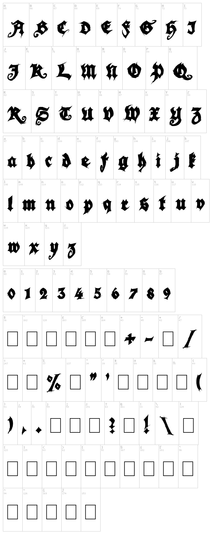 Season of the Witch Black font map